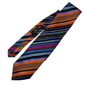 Etro Milano Made In Italy 100% Silk Striped Tie Mens Multicolor professional